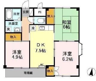 サンライズいわざき(3DK/1階)の間取り写真