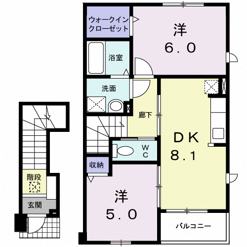 チェリッシュ(2DK/2階)の間取り写真