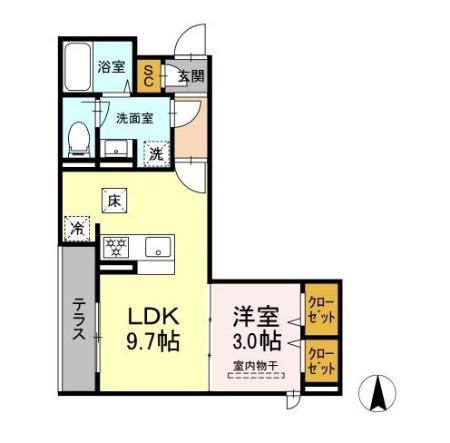 ネオアイリス大森(1LDK/1階)の間取り写真