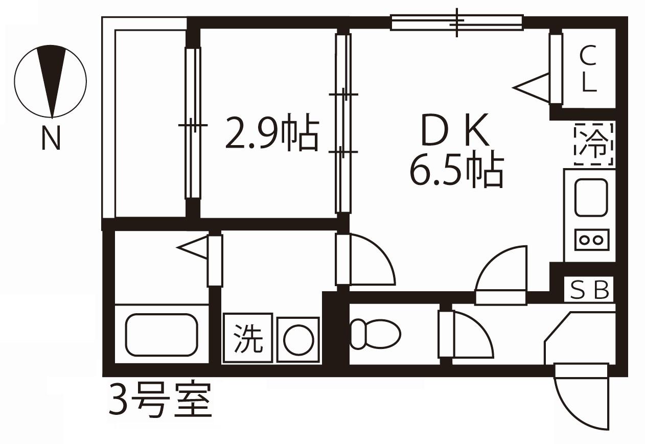 ハーモニーテラス野田IV(1DK/2階)の間取り写真