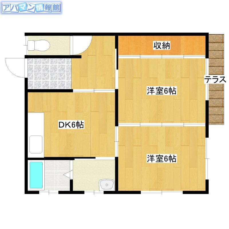 西山ハイツ(2DK/1階)の間取り写真
