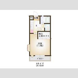 ハピネス銀杏町(1K/2階)の間取り写真