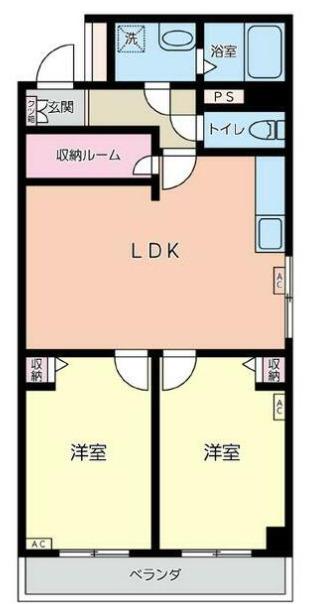 アパートメント松ヶ枝Ⅱ(2LDK/4階)の間取り写真