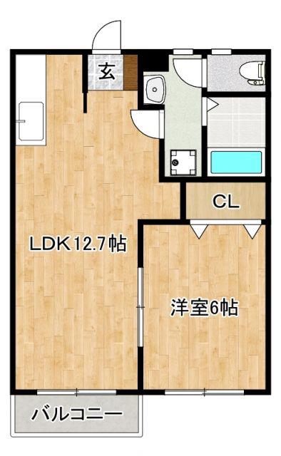 エスポワールハイツB(1LDK/2階)の間取り写真