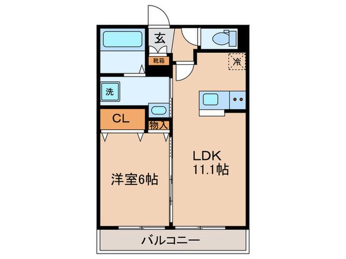 ディアSTII(1LDK/2階)の間取り写真