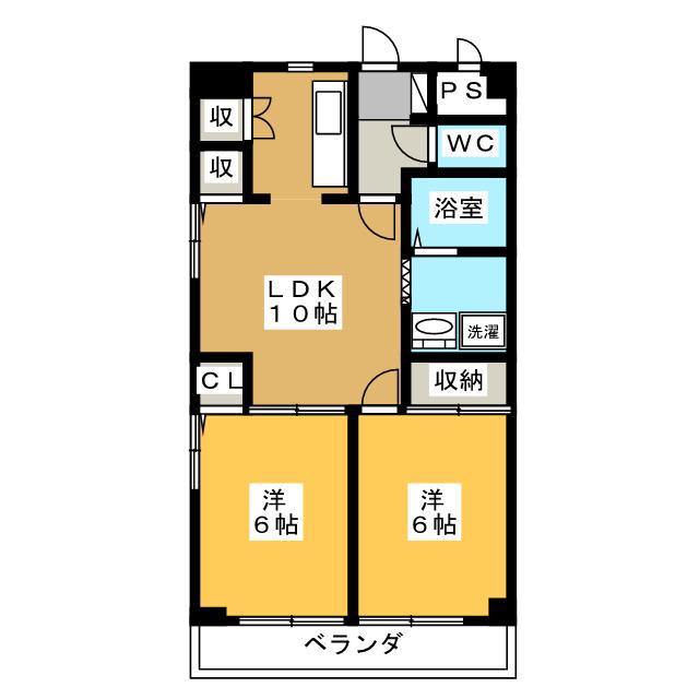 藤パレス(2LDK/5階)の間取り写真