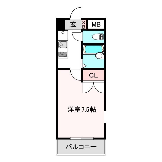 サンタバーバラ(1K/6階)の間取り写真