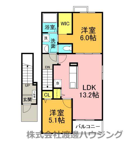 クレセントコート(2LDK/2階)の間取り写真