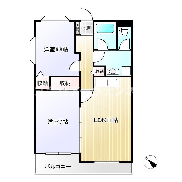 ロイヤルメゾン雪谷(2LDK/3階)の間取り写真
