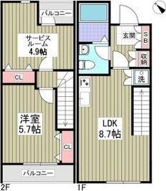 アンジュエール C(1SLDK/1階)の間取り写真