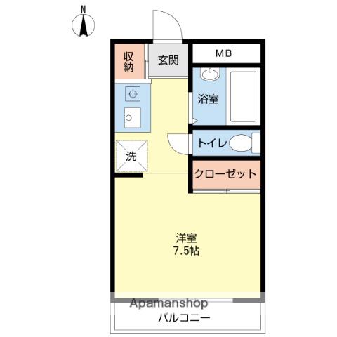メゾニティ姪浜(ワンルーム/1階)の間取り写真