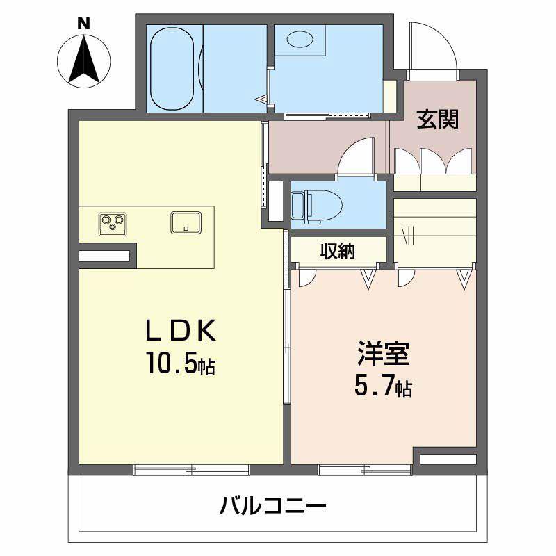 BLOOM STAGE 天山(1LDK/2階)の間取り写真