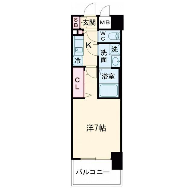 ファーストフィオーレ新町ファジスタ(1K/12階)の間取り写真