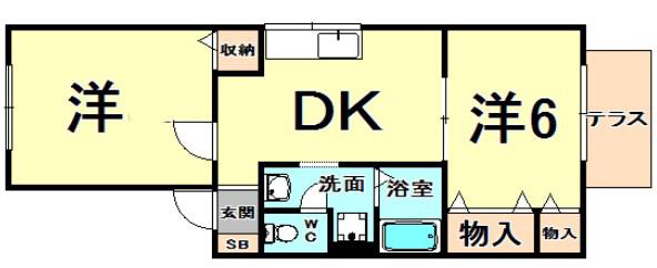 ハイツ掛塚(2DK/1階)の間取り写真