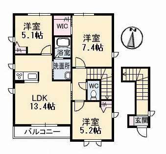 アリエッタC棟(3LDK/2階)の間取り写真