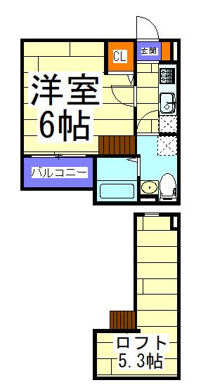 ソラーナ新今里(1K/2階)の間取り写真
