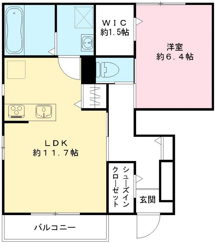 ドルチェビータ(1LDK/1階)の間取り写真