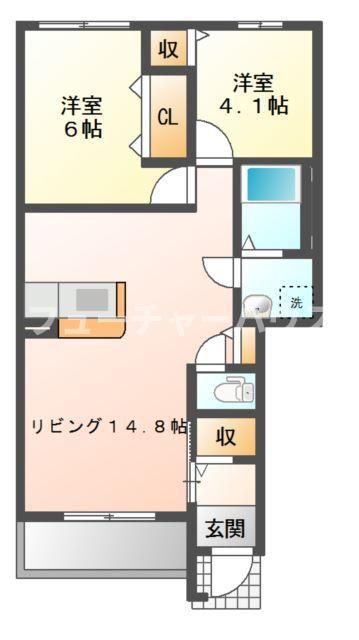 ユンバンチェン(2LDK/1階)の間取り写真