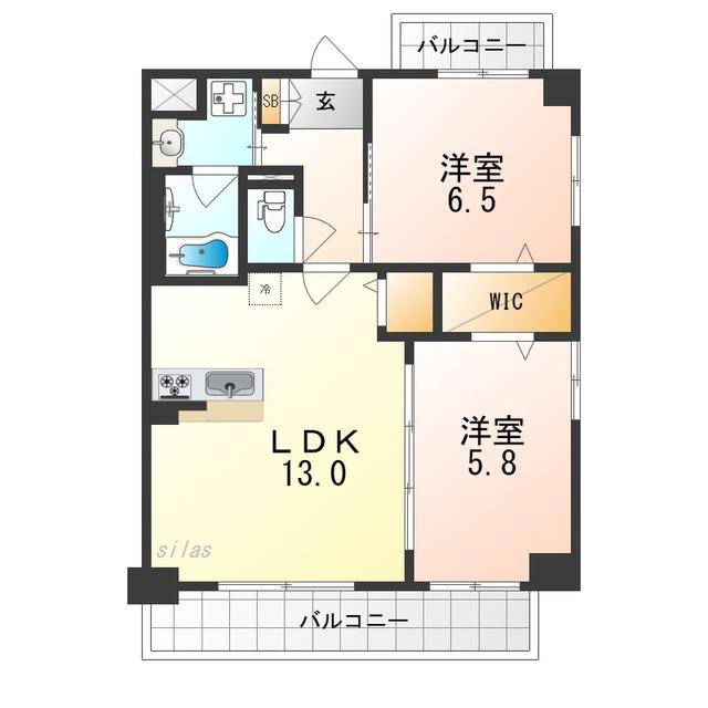 グラティ(2LDK/5階)の間取り写真