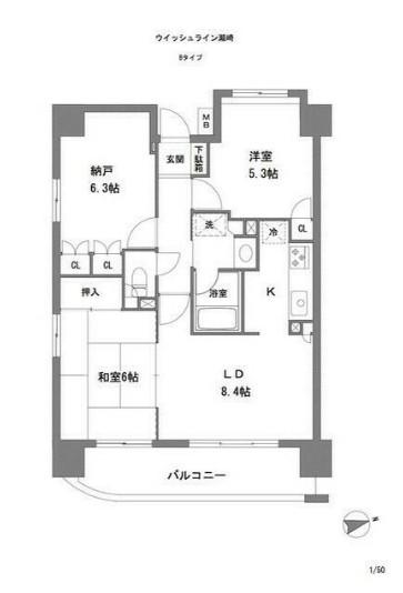 ラヴィータ谷塚駅前II(2LDK/3階)の間取り写真