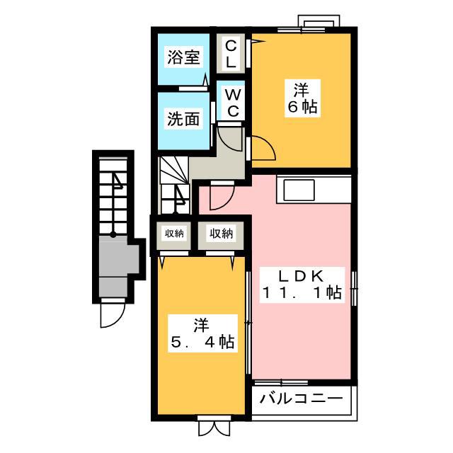 グランブルー 3RD(2LDK/2階)の間取り写真