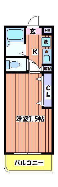 ウエストアベニュー(1K/4階)の間取り写真
