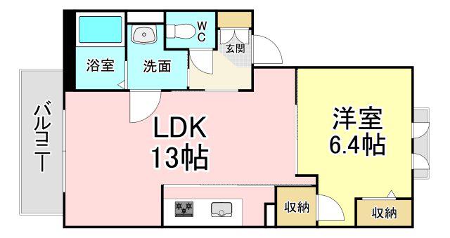 ローズガーデン(1LDK/2階)の間取り写真