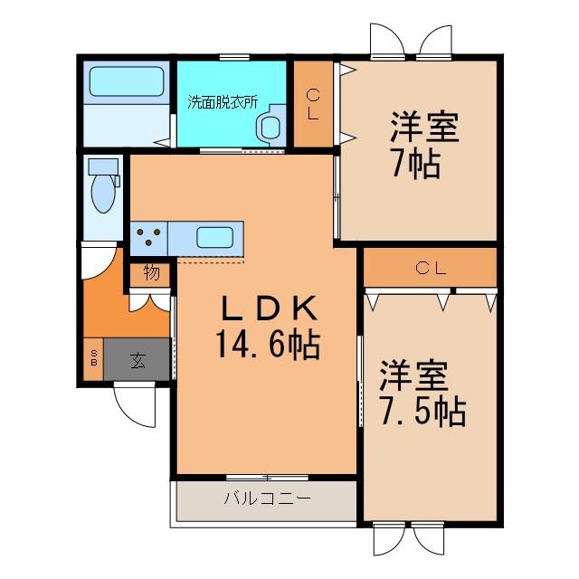 SOL.II(2LDK/2階)の間取り写真