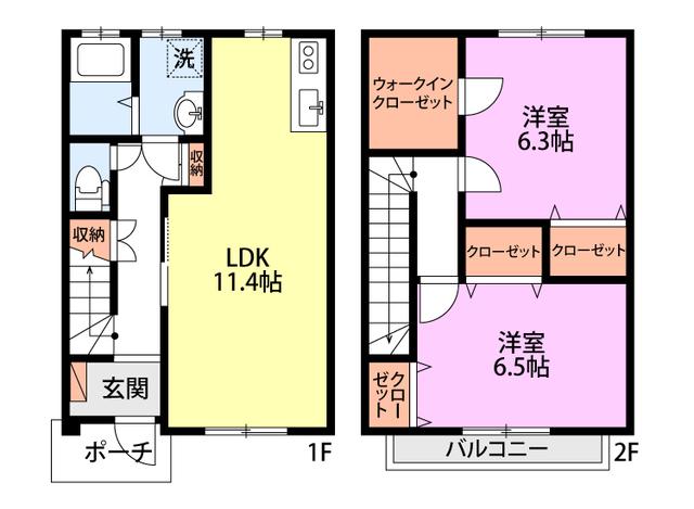アンティノール(2LDK/1階)の間取り写真