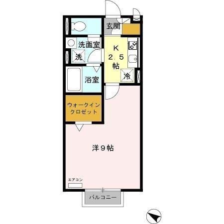 メイプルスタジオ(1K/2階)の間取り写真