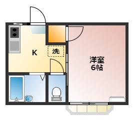 YK第2ビル(1K/1階)の間取り写真