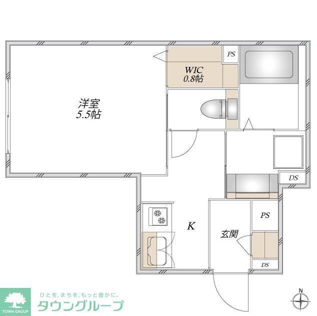 モアノ橘(1K/1階)の間取り写真