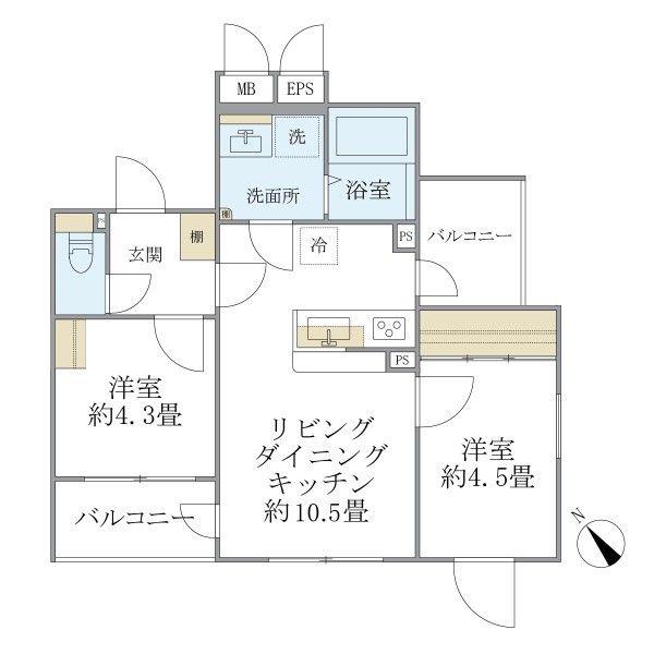 EXAM AKASAKA(2LDK/4階)の間取り写真