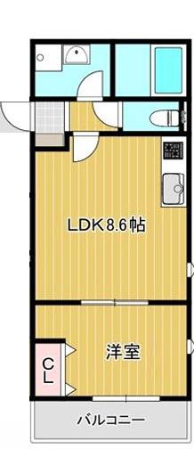 HALELE A TACHIKAWA(1LDK/3階)の間取り写真