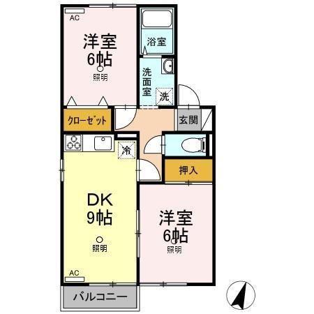 セジュールステア B棟(2DK/2階)の間取り写真