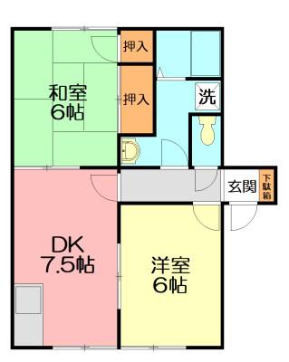ソレイユ湘南(2DK/1階)の間取り写真