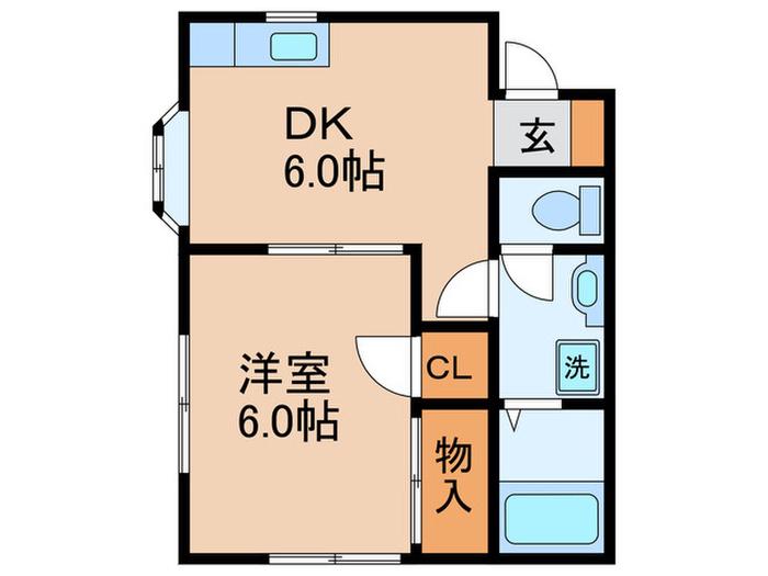 第2グリーンハイツ(1DK/2階)の間取り写真