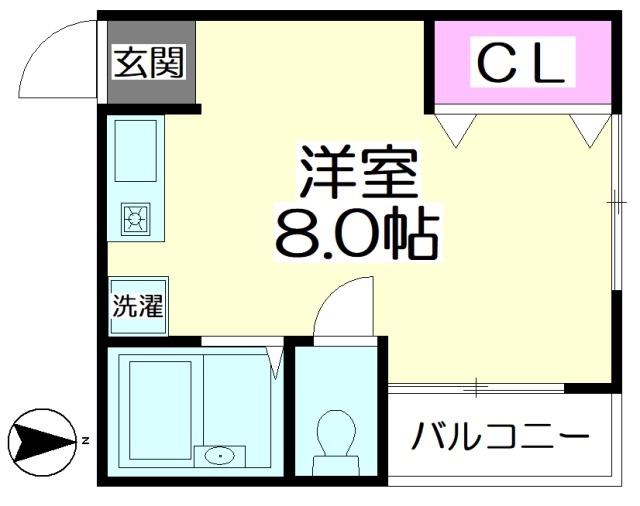 リバティハイツ(ワンルーム/2階)の間取り写真