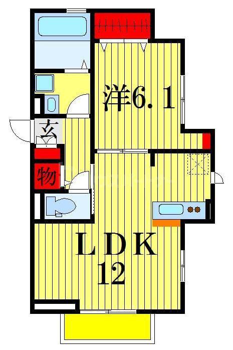 MIYABI(1LDK/1階)の間取り写真