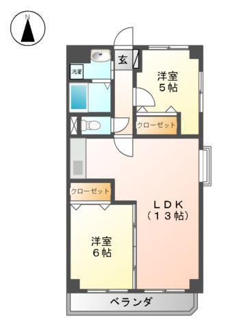 シティハイツ石原(2LDK/8階)の間取り写真