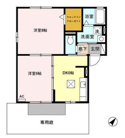 アヴァンセ(2DK/1階)の間取り写真