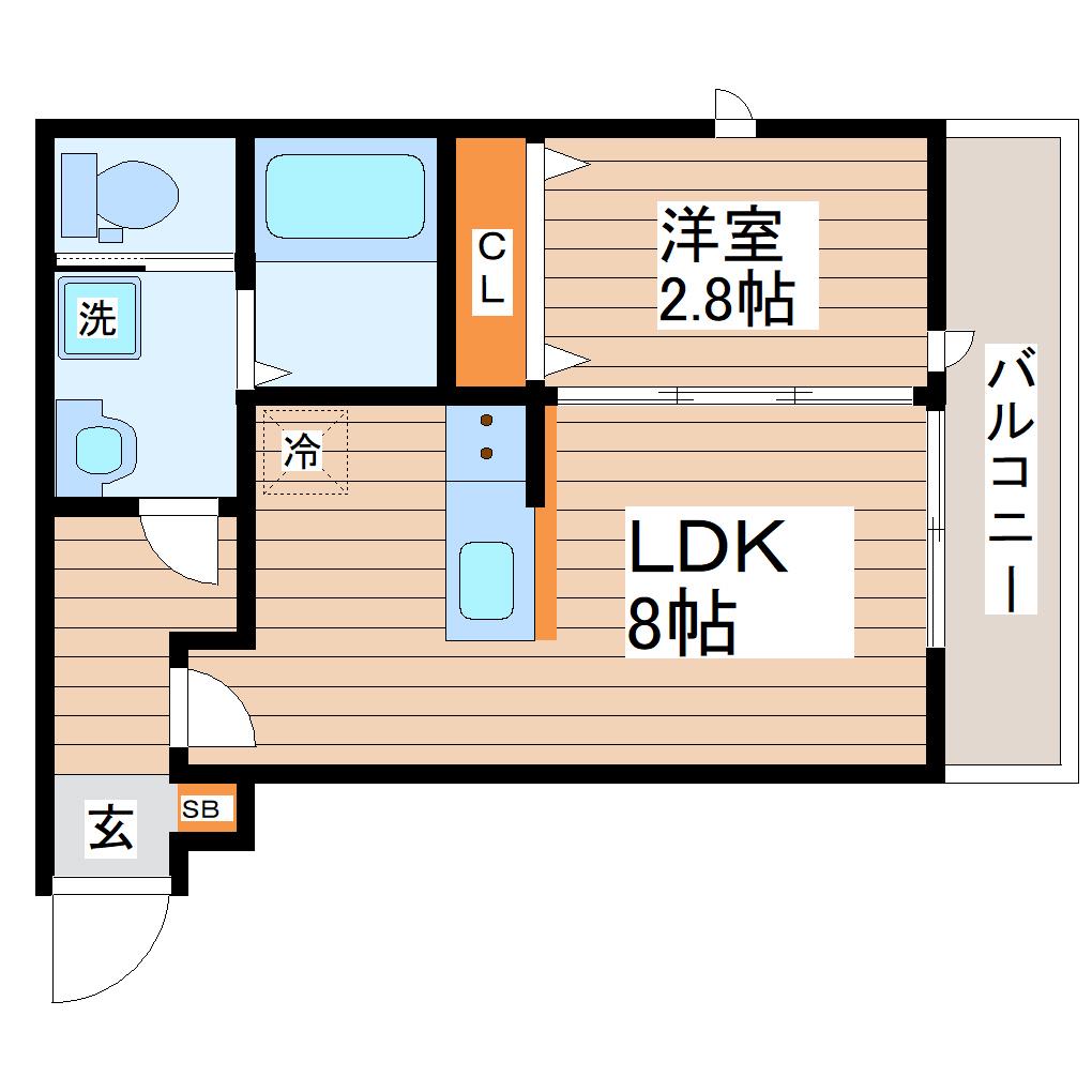 ガス割 第16弾 南鍛冶町AP A棟(1LDK/3階)の間取り写真