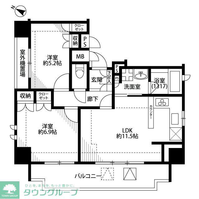 プレール・ドゥーク赤羽II(2LDK/13階)の間取り写真