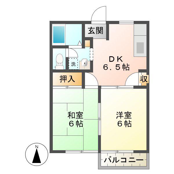 サヴール南丸之内(2DK/1階)の間取り写真
