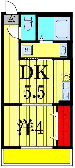 メグリオ新松戸IV(1DK/2階)の間取り写真