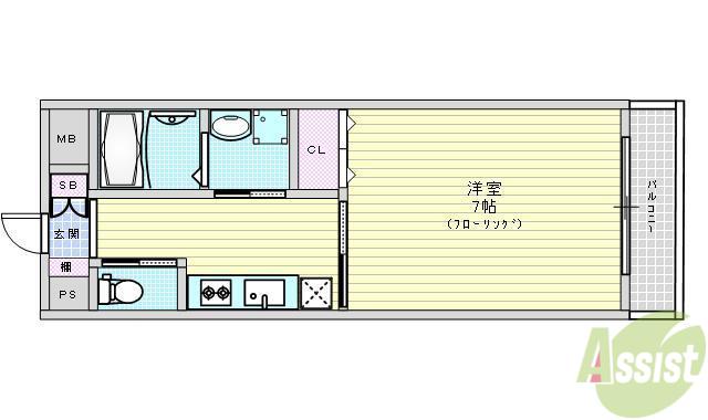 アンフィニⅡ(1K/3階)の間取り写真