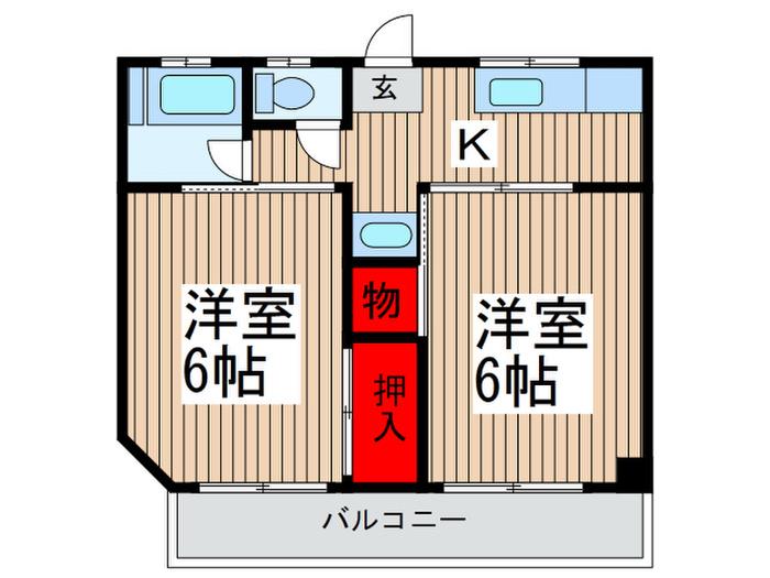 後田マンション(2K/3階)の間取り写真