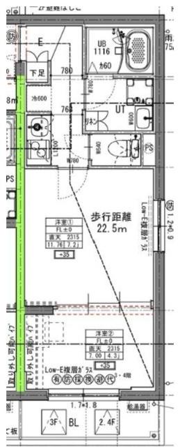 ラヴィエール住吉駅前(2K/3階)の間取り写真
