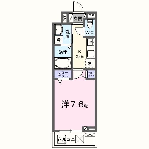 レッドパイン(1K/2階)の間取り写真