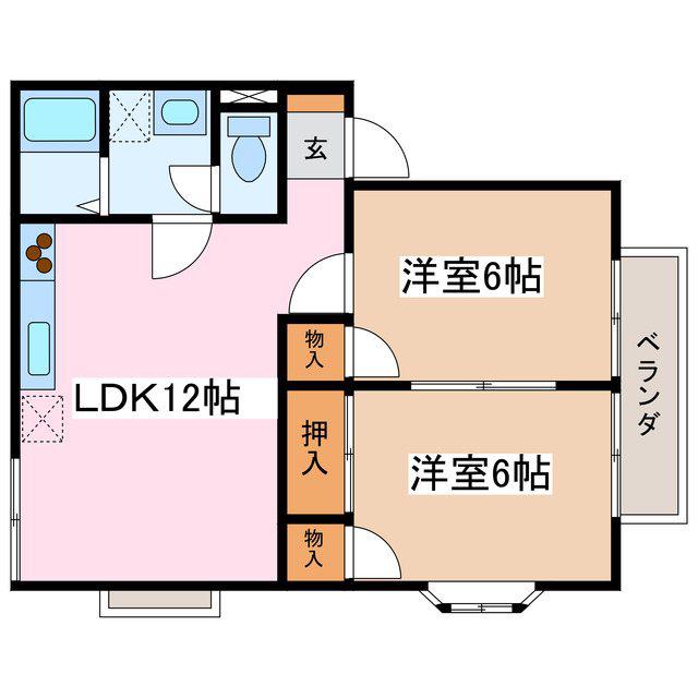モクハウスタウンC(2LDK/2階)の間取り写真